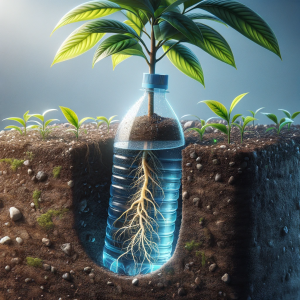Sub Irrigation System for plants using a water bottle